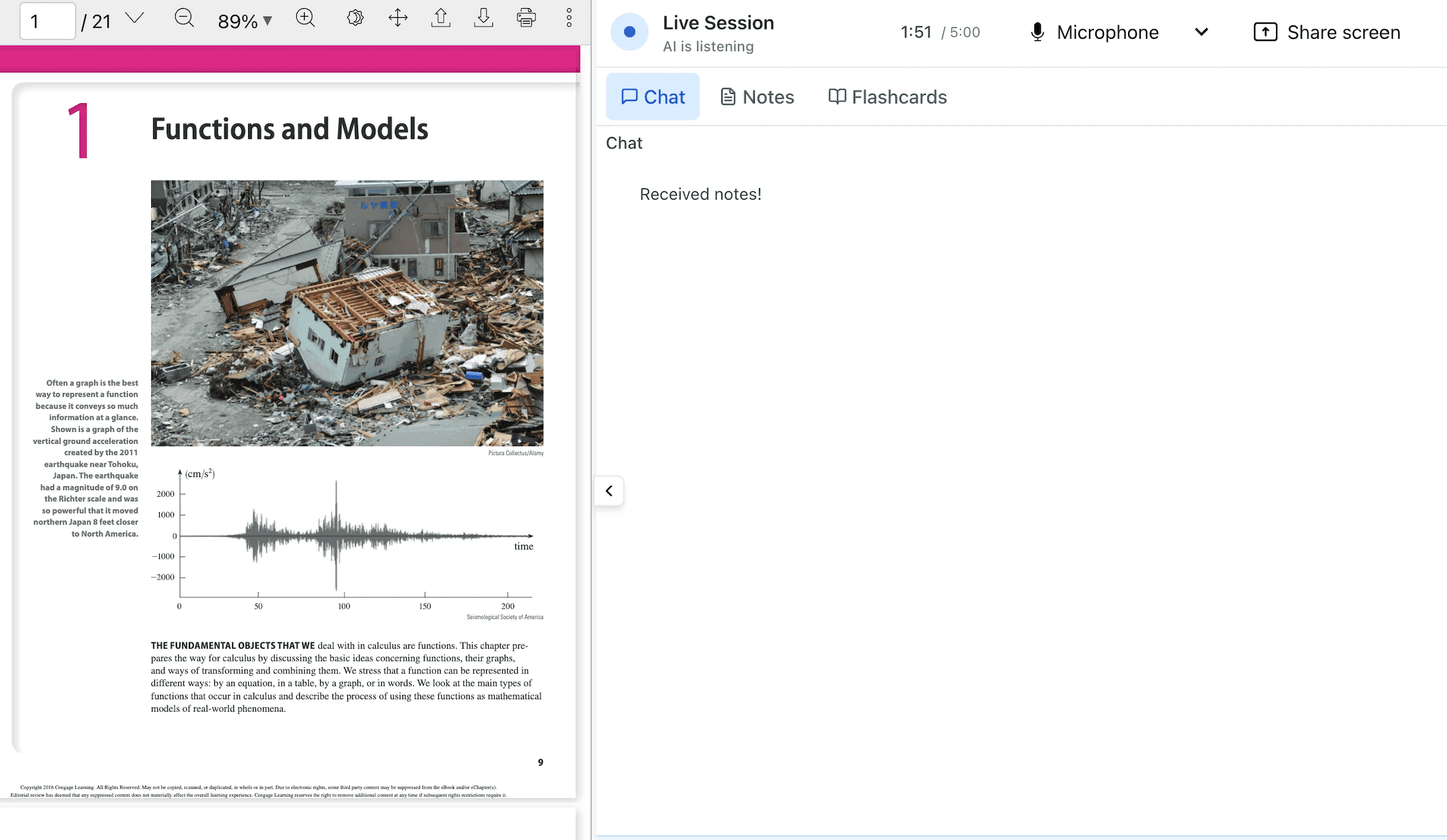 Live session interface